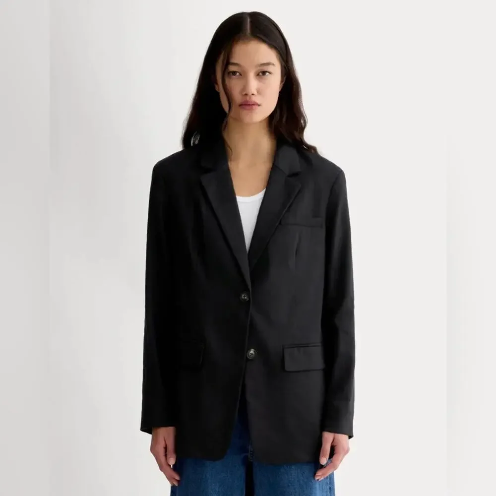 Everlane TENCEL Oversized Blazer Black Size 16 NWT Sustainable Structured - Picture 4 of 12
